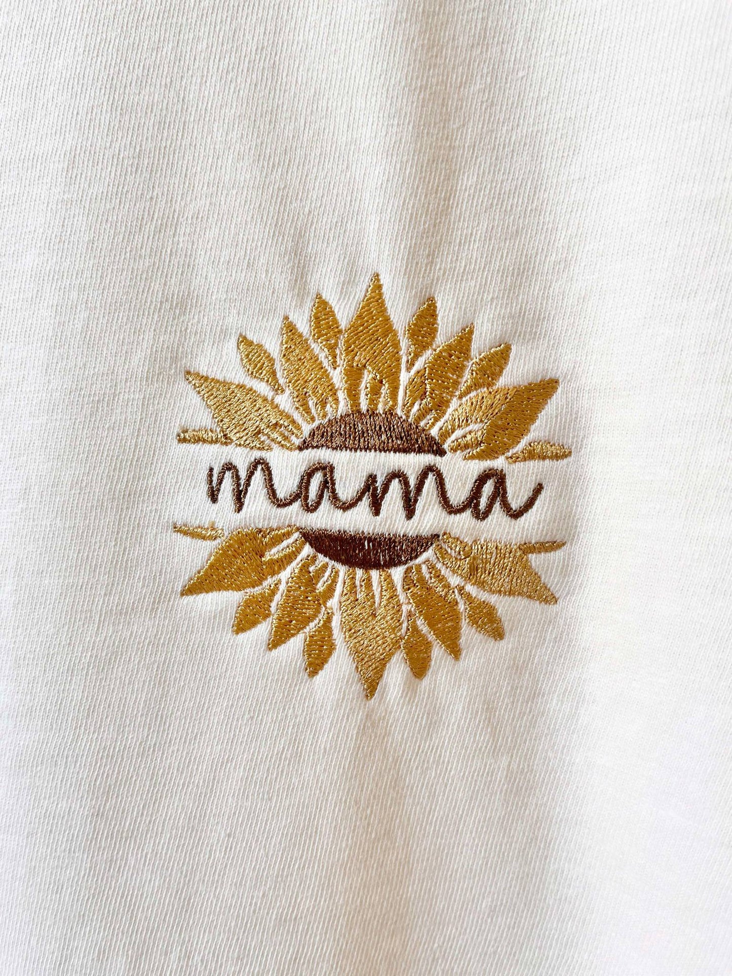 Mama Sunflower Embroidered Shirt Comfort Colors Ivory Tee | Mother’s Day Gift | Floral Mom Shirt | Boho Mama Shirt | Mom Gift