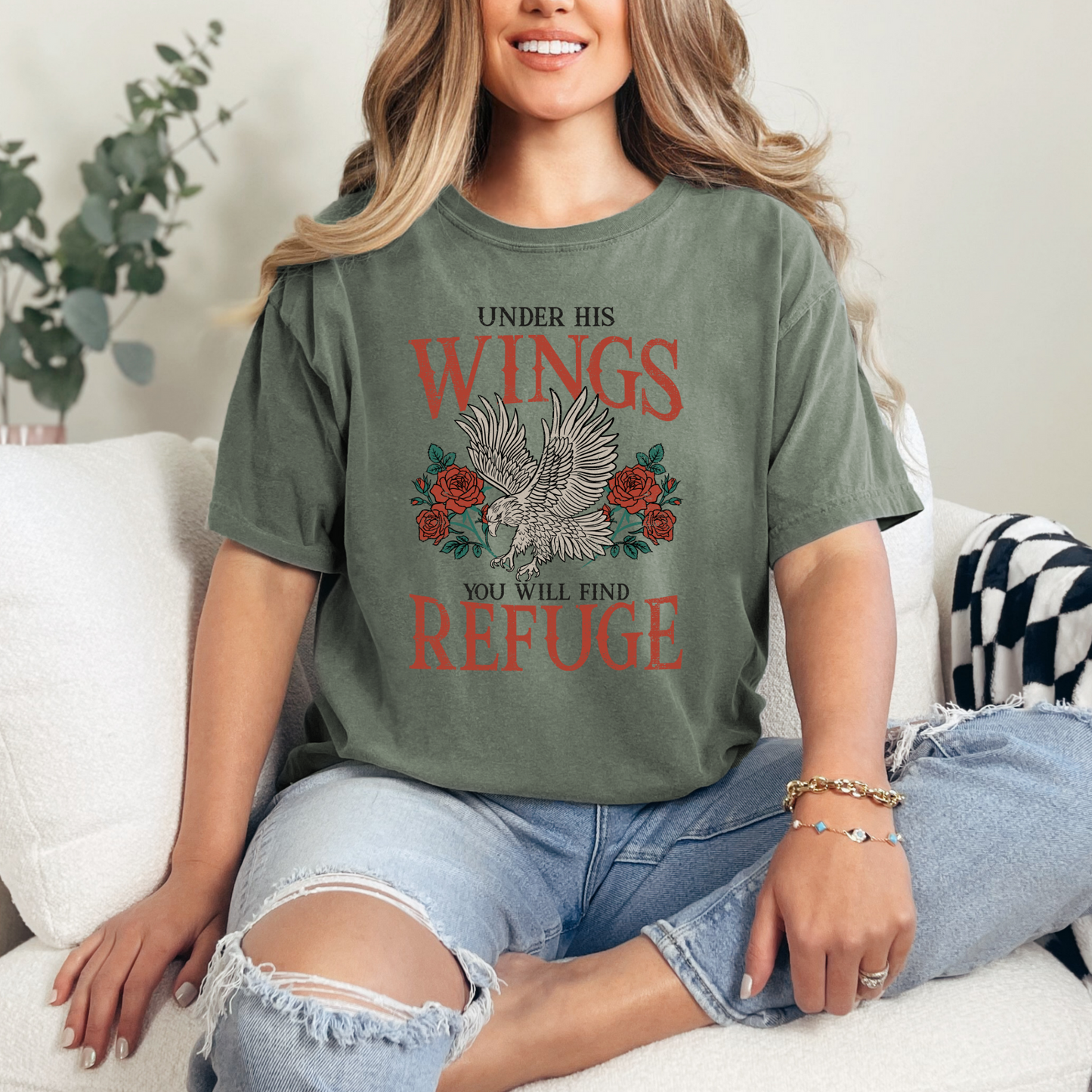 Under His Wings You Will Find Refuge Christian T-Shirt