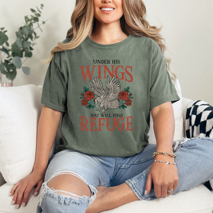 Under His Wings You Will Find Refuge Christian T-Shirt