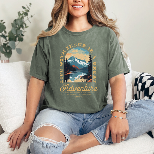 Life with Jesus Is A Great Adventure Christian T-Shirt