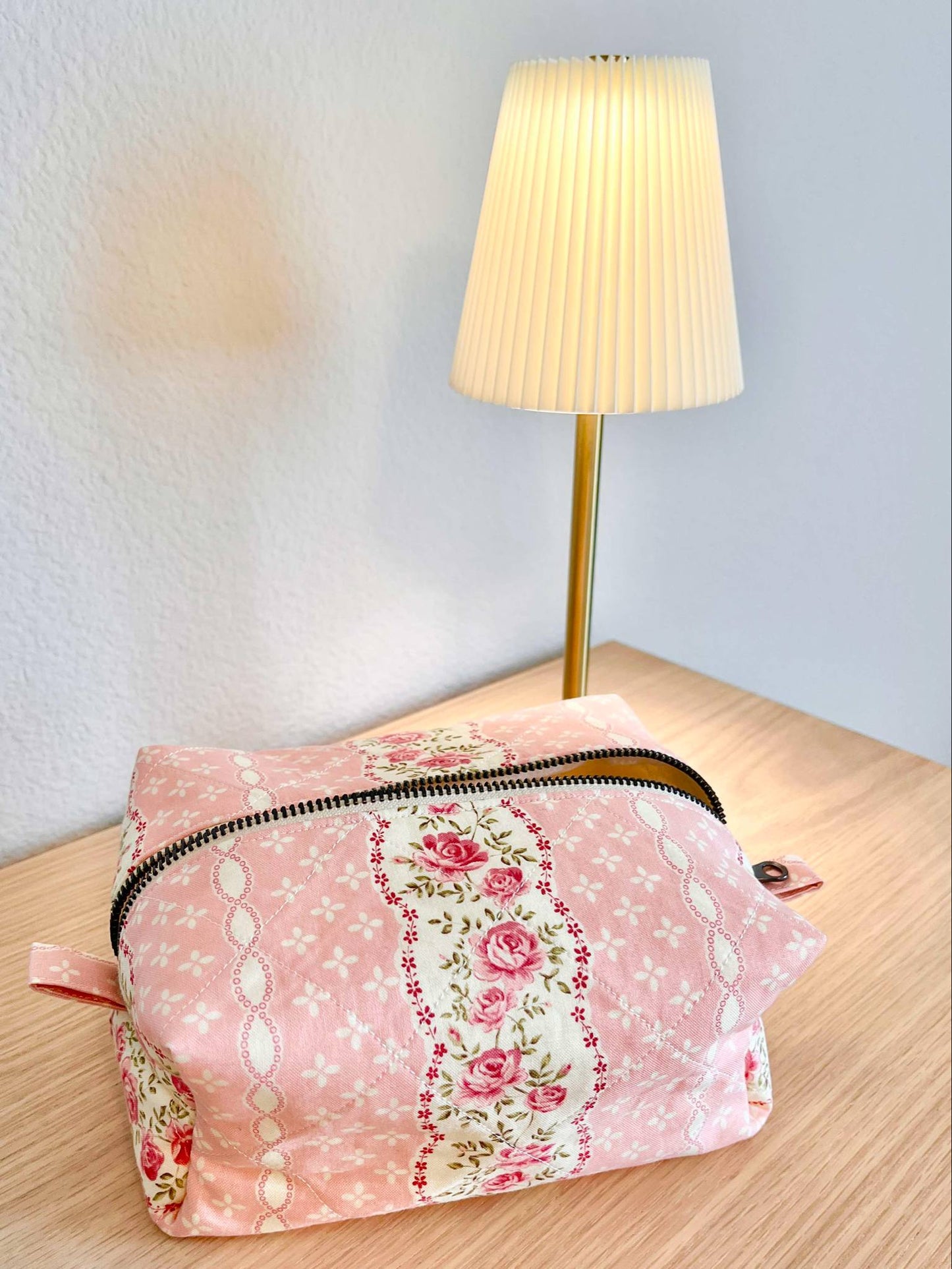 Handsewn Makeup Tote Bag | Small Zipper Cosmetic Pouch | Travel Toiletry Bag | Handmade Gift for Her | Floral Makeup Organizer Bag