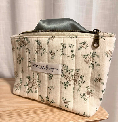 Zipper Cosmetic Pouch | Travel Toiletry Bag | Handmade Gift for Her | Floral Makeup Organizer Bag