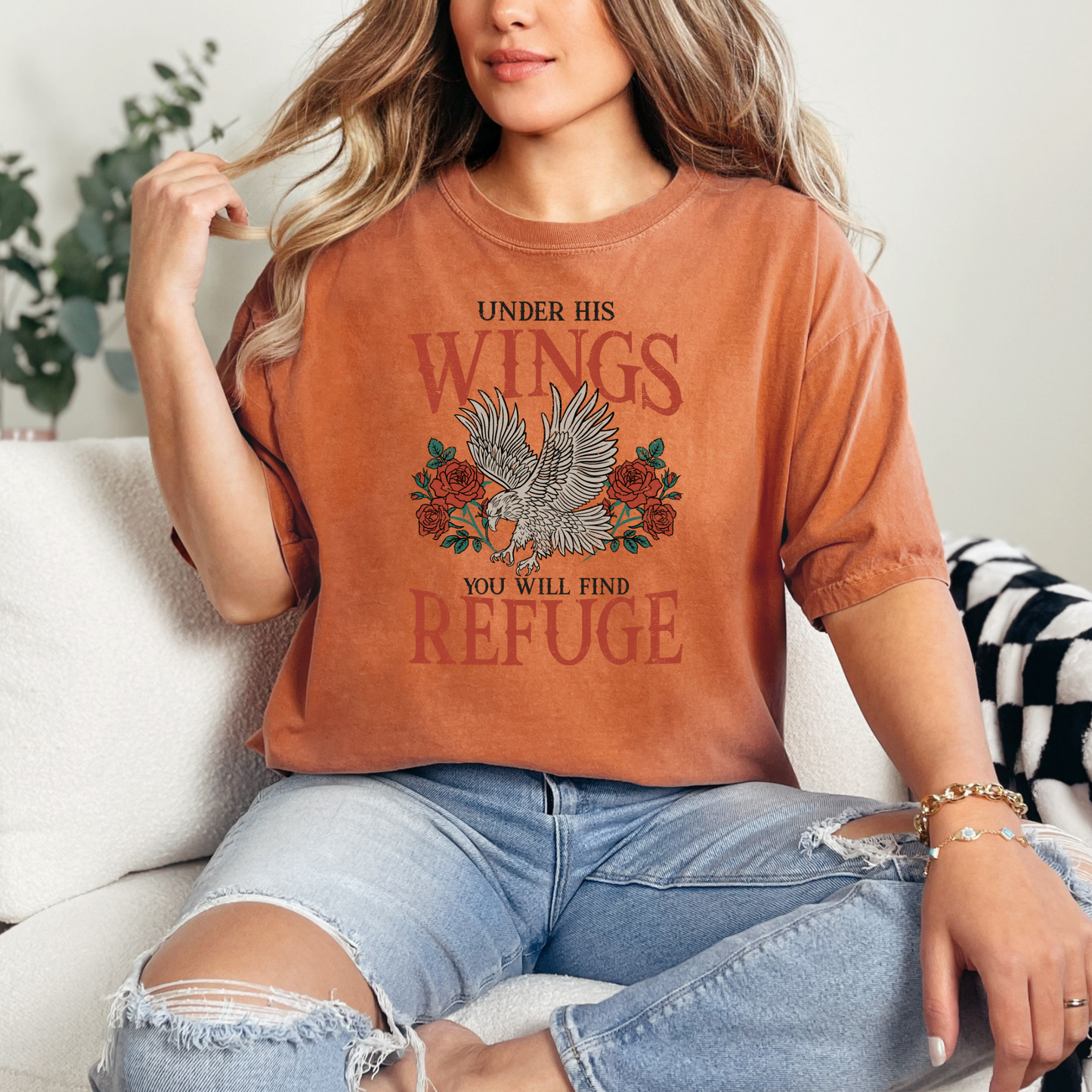 Under His Wings You Will Find Refuge Christian T-Shirt