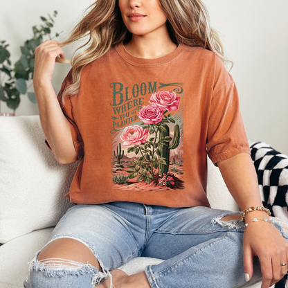 Bloom Where You Are Planted Christian T-Shirt